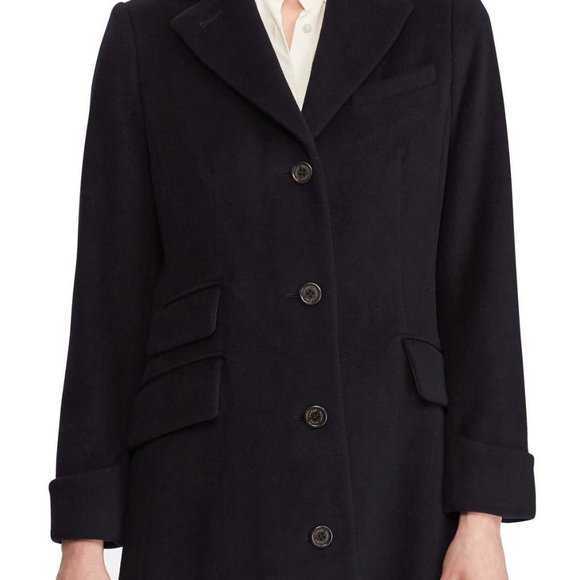 $450 LAUREN RALPH LAUREN Wool Blend Reefer LONG MAXI Coat REGAL NAVY - Picture 4 of 7